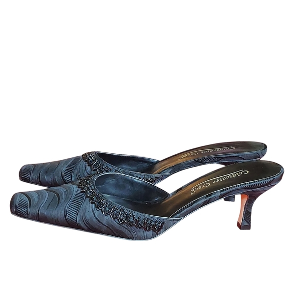 Coldwater Creek Womens Black Fabric Sequin Slip On Kitten Heel Mules - Picture 15 of 15